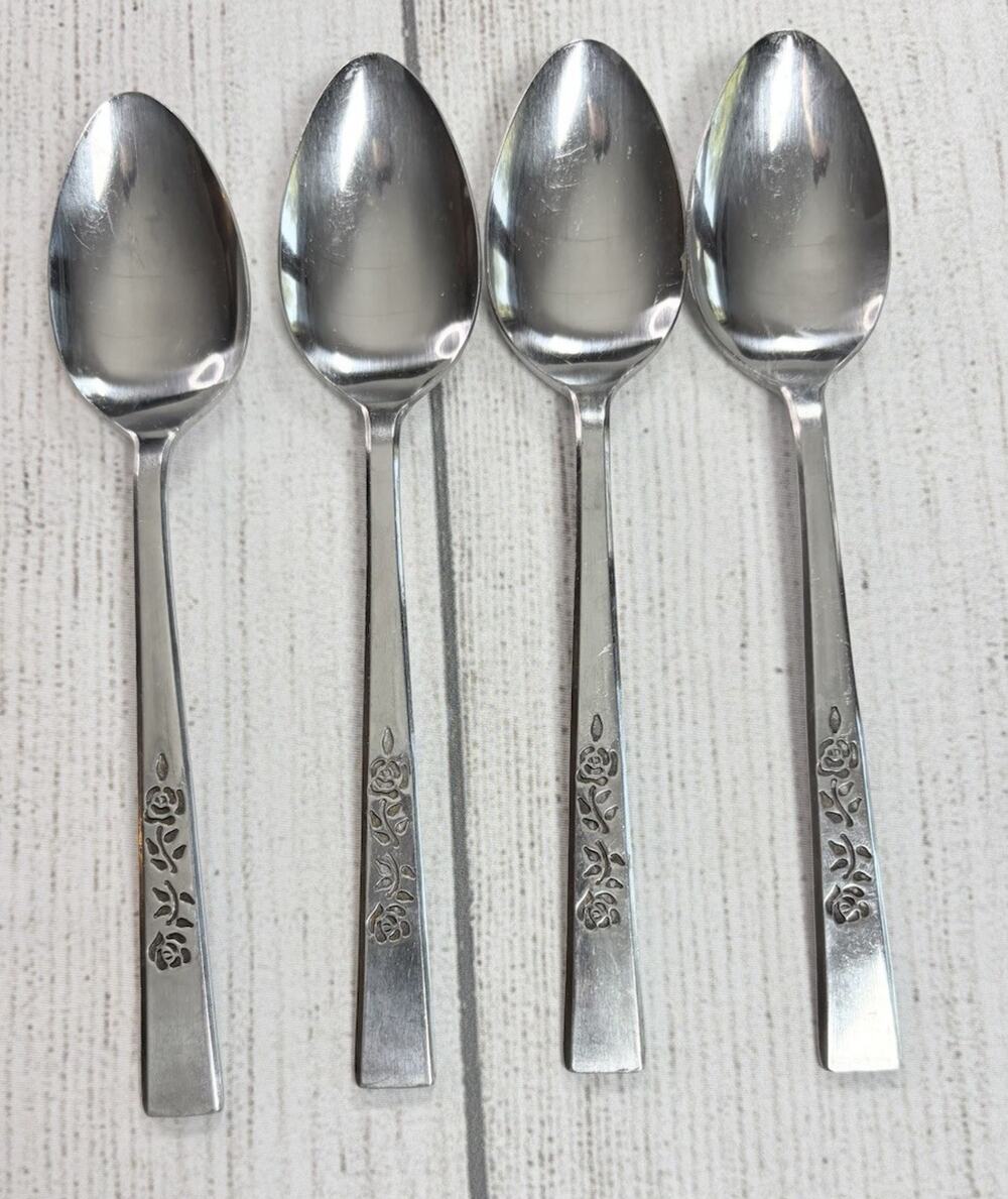 Oxford Hall OXH3 Stainless 4 Oval Soup Spoons Rose Burnished Japan Flatware